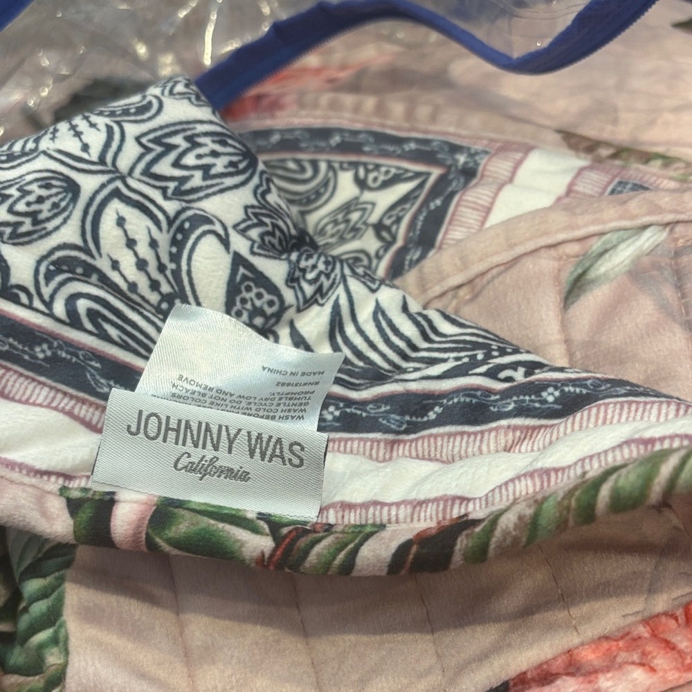 Johnny Was Pink and Green Floral Scarf Reversible quilt